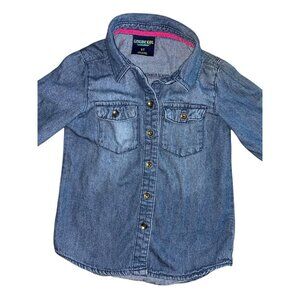 Genuine Oshkosh B’gosh Long Sleeve Button Up Blue Soft Denim Shirt Girls 5T
